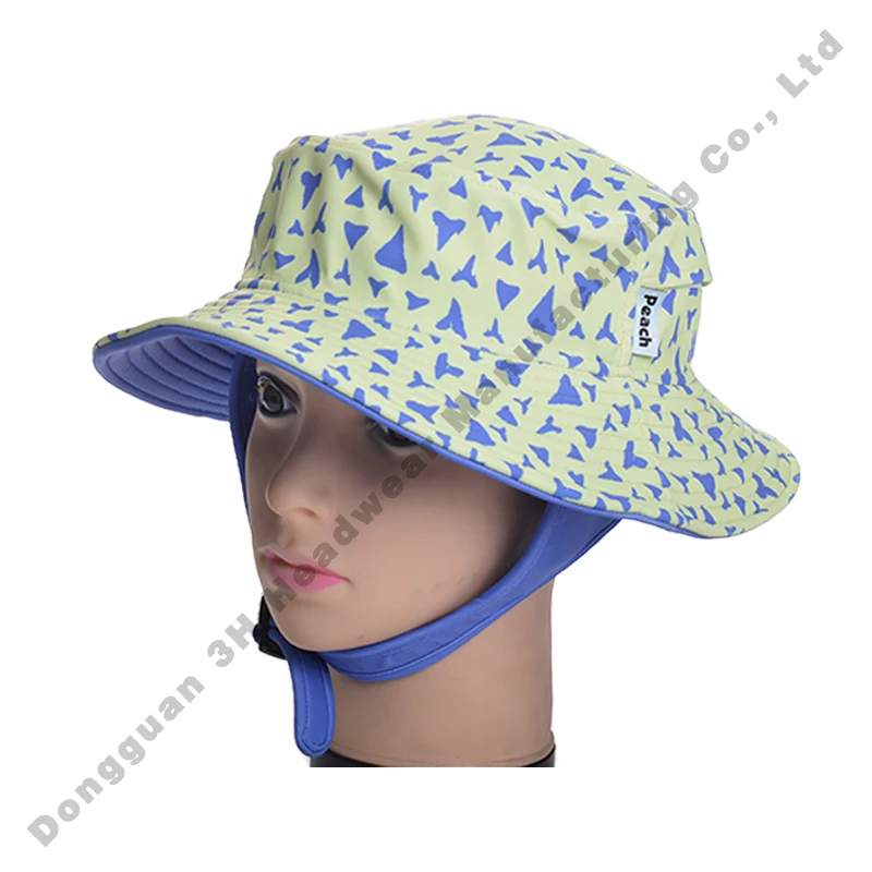 Design Adjustable Outdoor Waterproof Quick Dry Surfing Bucket Hat for Unisex Custom Print Surf Caps Hats with Chin Strap