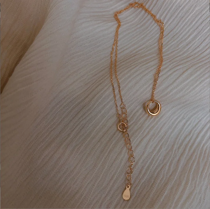 MAXERY 925 sterling silver 2022 new geometric circle necklace female clavicle chain gold necklaces