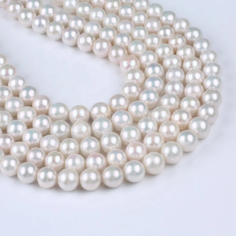 Wholesale 11-13mm AAA grade freshwater pearl natural white edison round loose pearls string strand for jewelry making