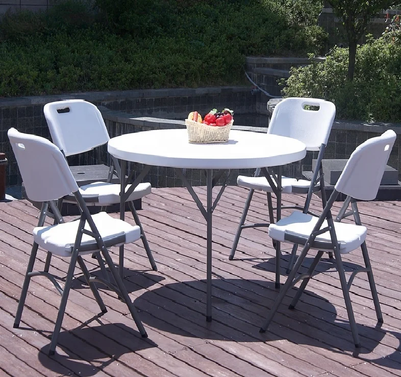 OUTDOOR round parasol table in 44' standard blow moulded HDPE for 4 chairs