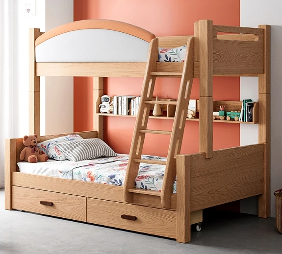 Factory Price Luxury Durable Using Wood Double Bunk Bed Children Kids Beds Bedroom Wooden Bunk Bed for Kids