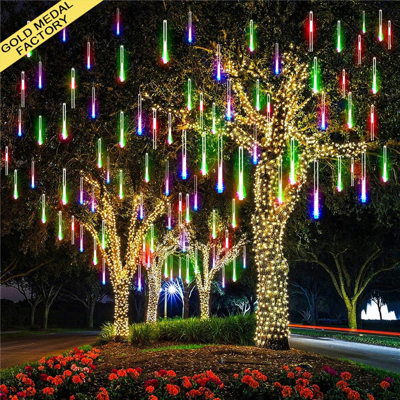 Light Christmas Lights Led Outdoor Free Gift Card Play Store Meteor Shower Rain Falling Snowfall Fairy String Lamp Led Christmas