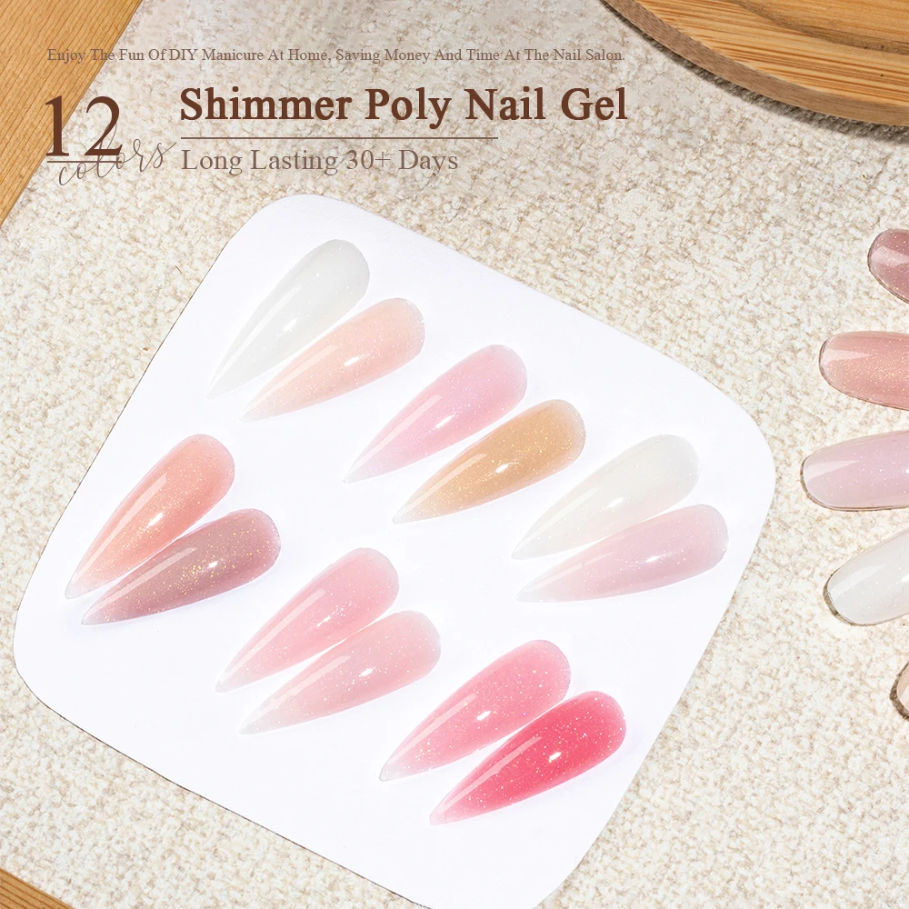 Kg for Sale Shimmer Poly Gel Extension 12 Colors Glitter Acrylic Bulk Builder Nail Polish