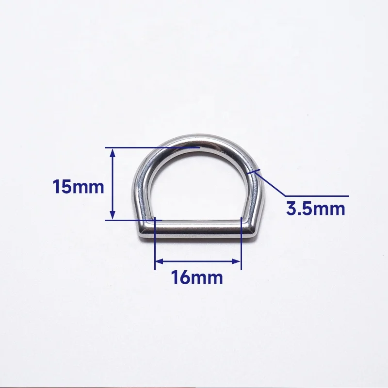 304 Stainless Steel 10mm 12mm 15mm 16mm D Ring Dog Collar Hardware Buckle