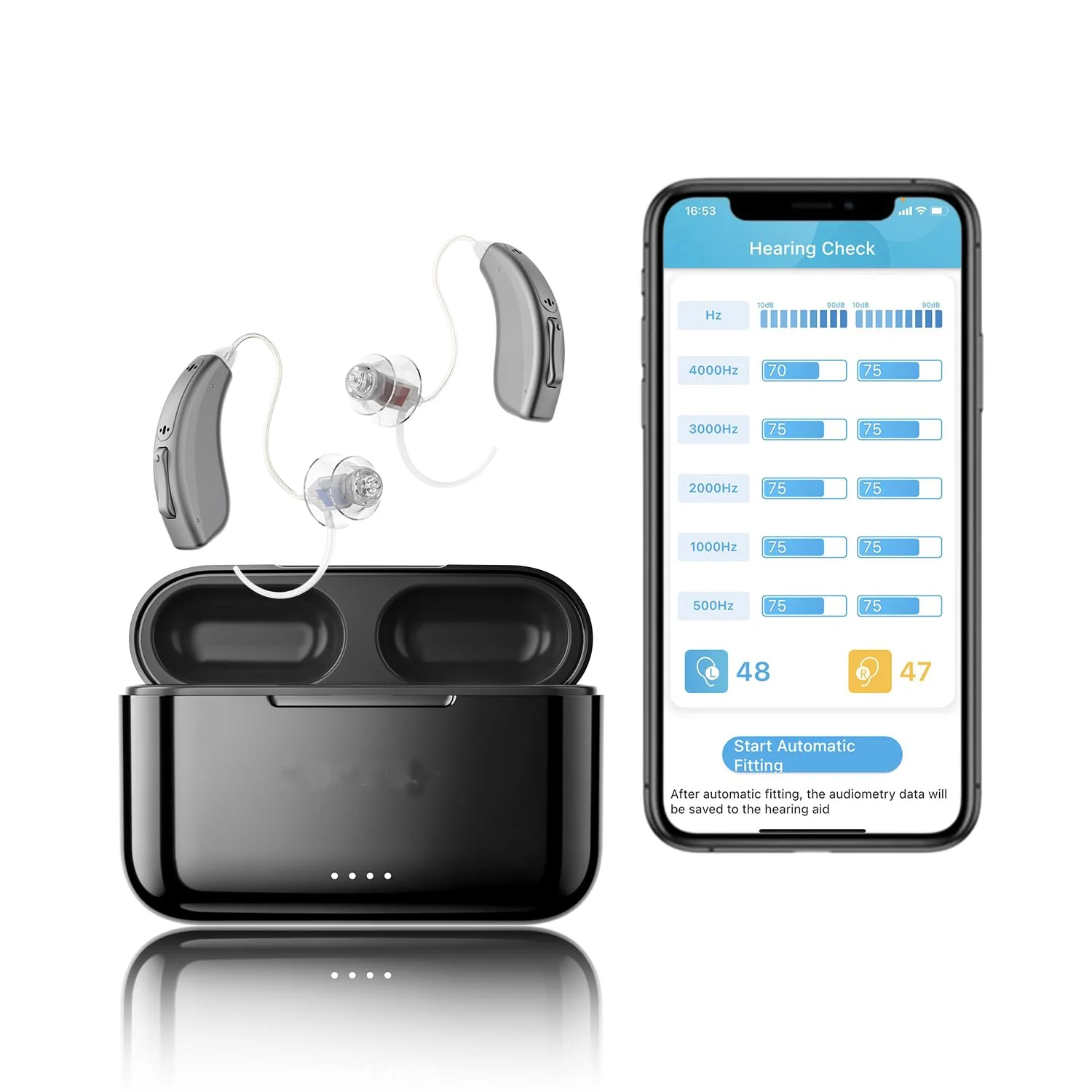 Ble Hearing Aids for Seniors Rechargeable with Noise Cancelling Phone Control RIC Dual Microphone App Hearing Test