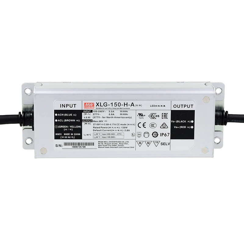 MW Power XLG-150 серии 150 Вт постоянный источник питания светодиодный привод уличный свет водонепроницаемый