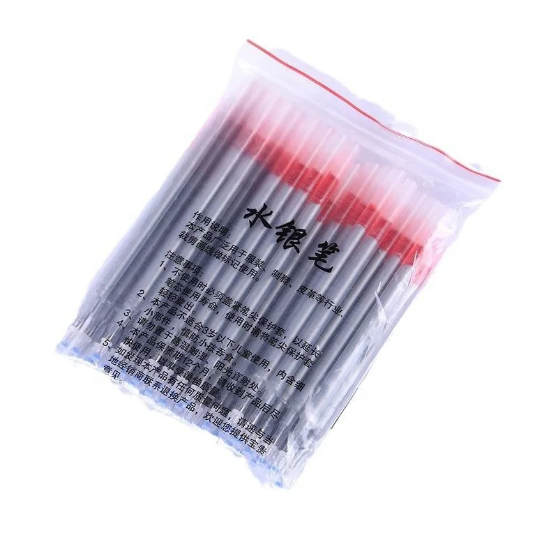 Cheap Promotional 1.0mm Bullet Tip Clothing Production Thin Super Thick 100Pcs Pack Plastic Mercury Silver Refill