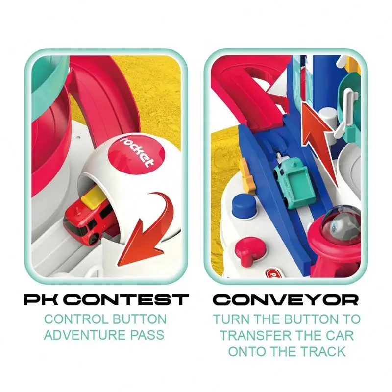 Electric DIY Storytelling Brain Game Multilayer Slot Race Track Toys Space Track Car Adventure Toy with 4 Mini Cars