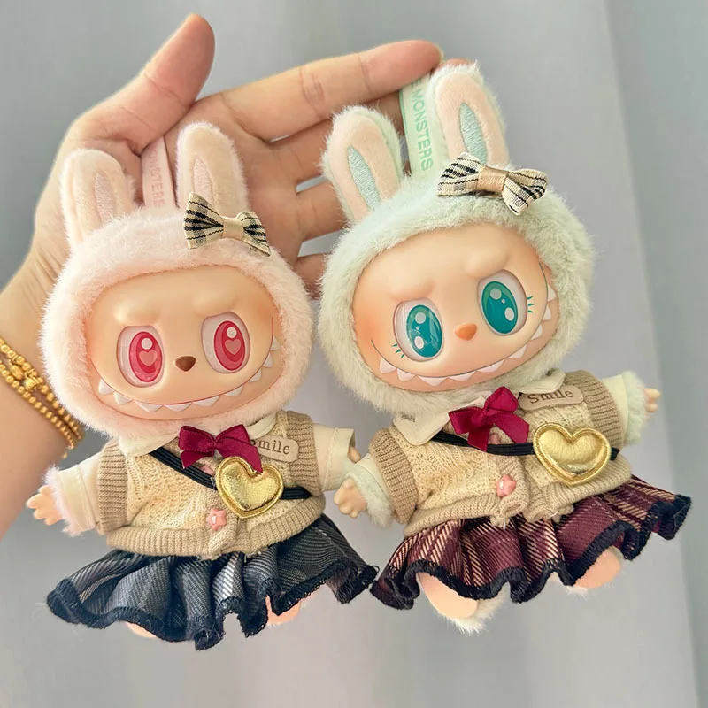 2124 Hanging Ornament Sitting Party Doll Plaid Jk Skirt Suit Cute Dress Outfit Clothes Only Labubu