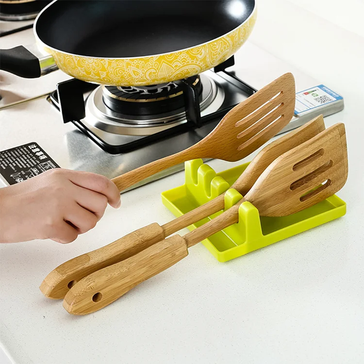 
New Non-slip Heat- safe BPA-Free Extra Large Size Flexible Kitchen Utensil Rest Silicone Spoon Holder with Drip Pad 