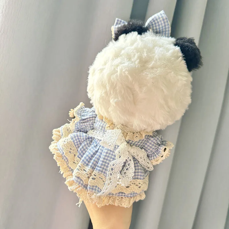 Only clothing High Quality 20cm Baby Three Cute Series Baby Clothes Plush Doll Checkered Mickey Maid Dress