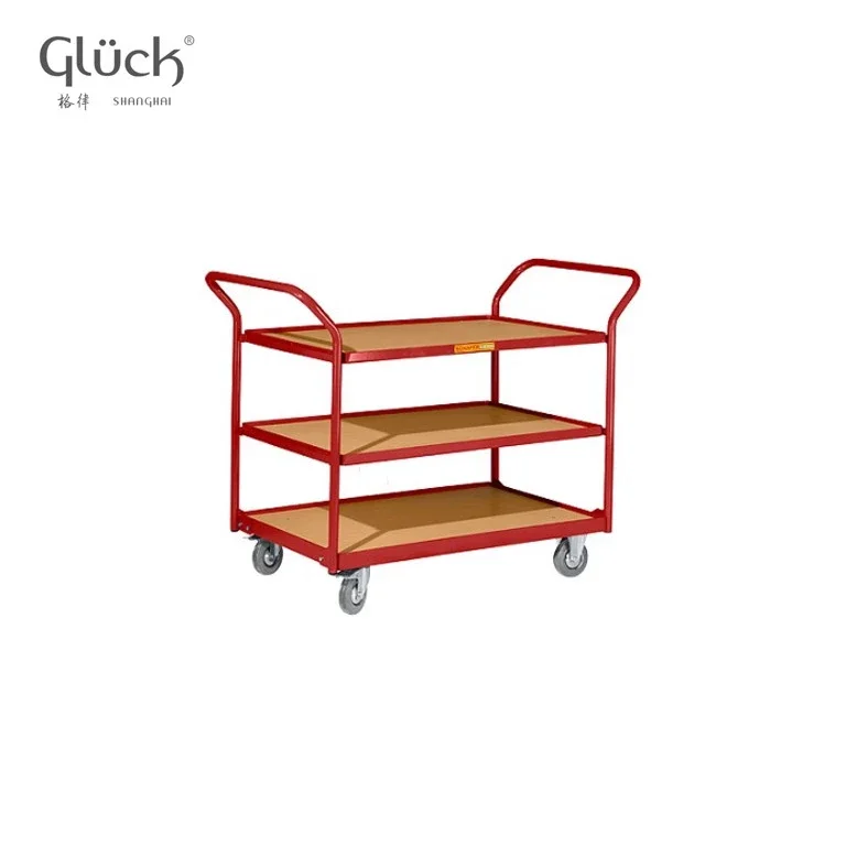 New Design Three  Layers Steel Warehouse Cart Table Trolley With High Quality