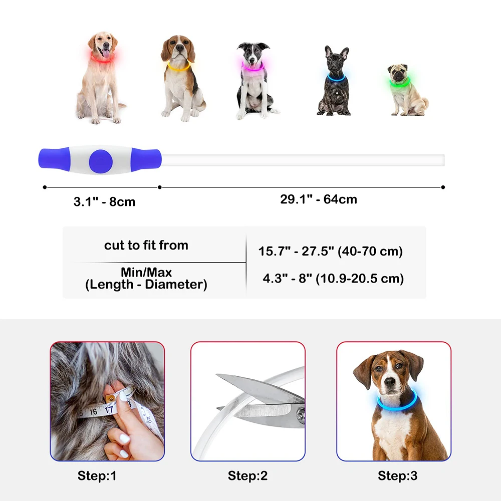 Light Up Orange Pink Luminous Light Smart Big Manufacturer Neck Silicone Reflective Waterproof Custom Pet Led Dog Collar