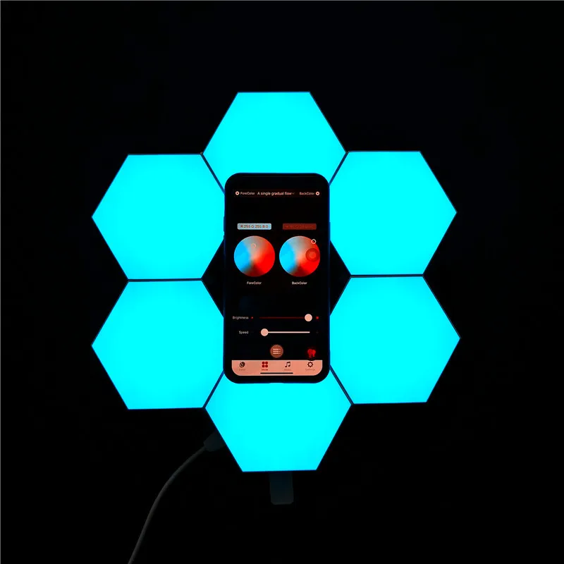
DIY Innovative Gifts Hexagonal Mobile Phone APP Control Modular Lamp 16 million colors RGB Honeycomb Smart Quantum Lamp for Home 