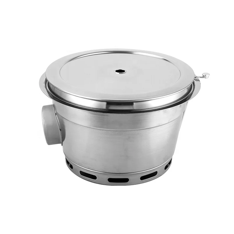 Korean Style Commercial Embedded Charcoal Grill Thickened Stainless Steel Round Grill Large Charcoal Basin For Rapid Heating