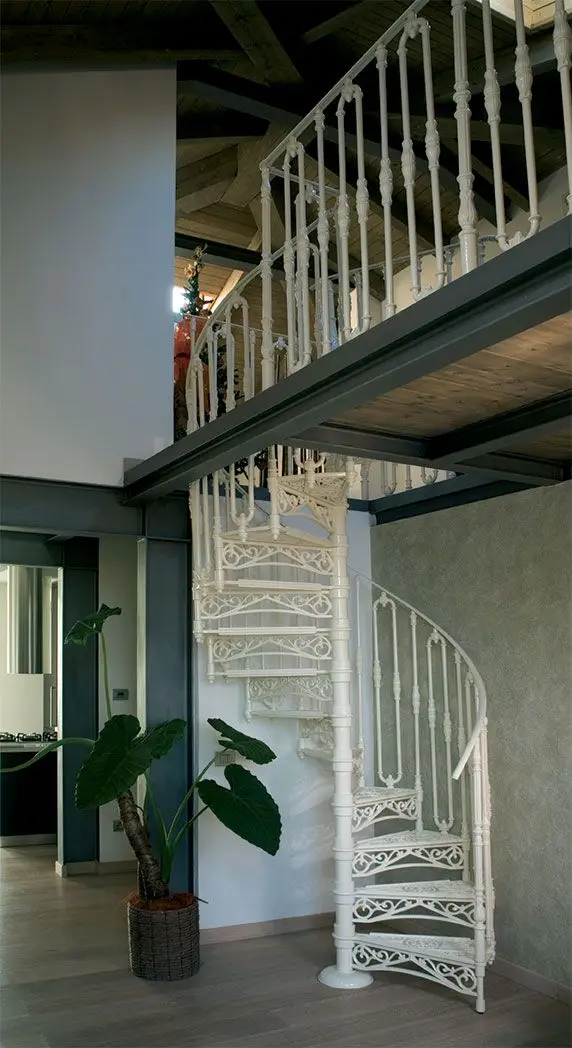 CBMmart Curved staircase spiral indoor staircase wood metal tread for villa house hotel luxury simple free design