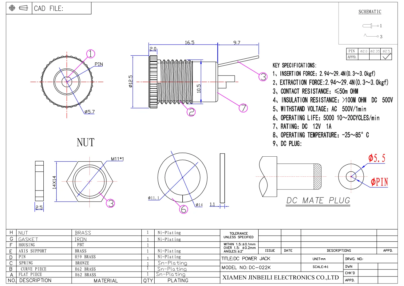  DC-022K панели монтажного 2 5 мм разъем питания постоянного тока DC 12V 1A DC-099 коннекторами Женский Разъем с кулисный