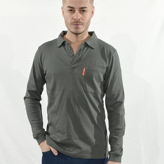 NFPA 2112 UL classified factory Flame retardant tops cotton fireproof knit shirt fire resistant Henley shirts