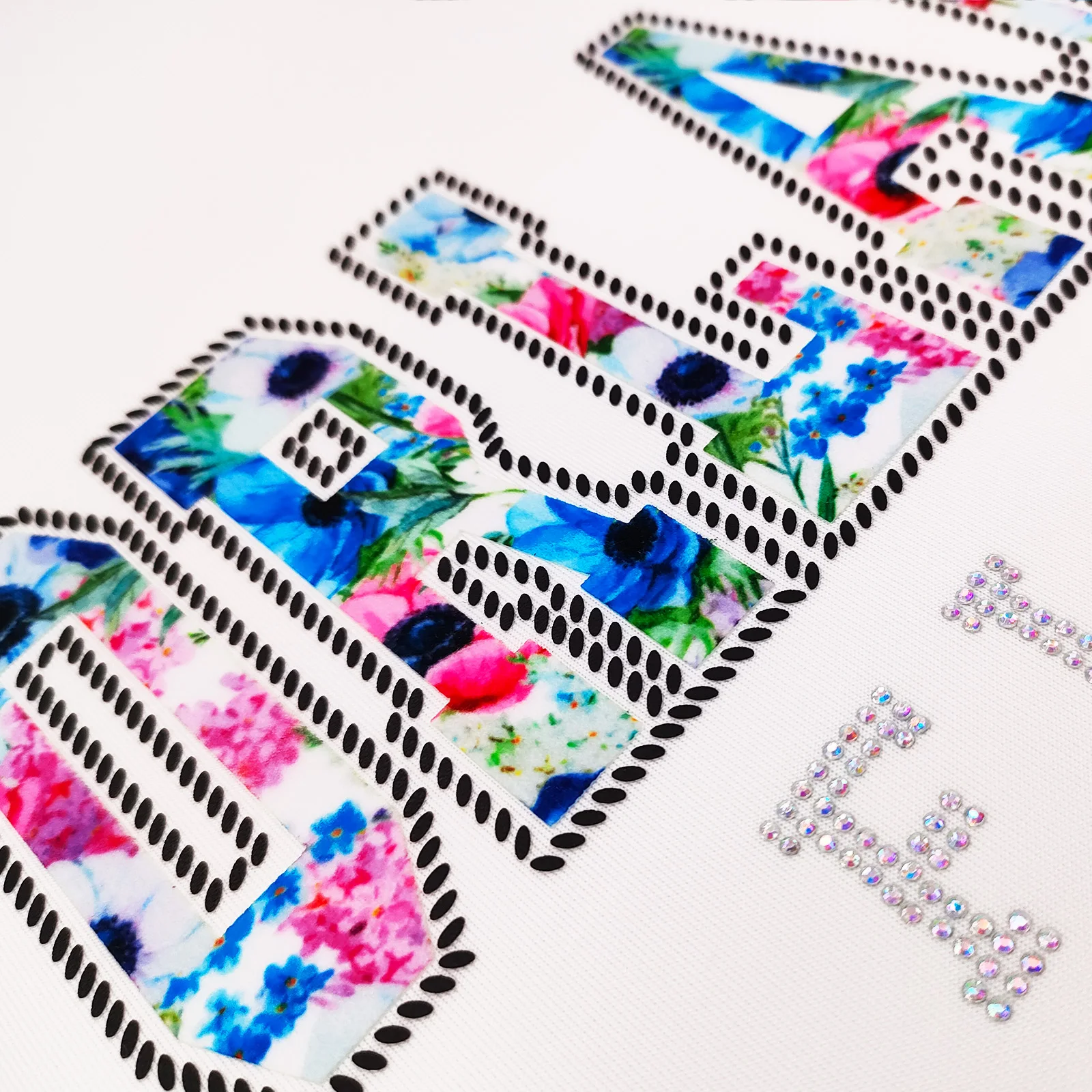 EYD Factory Stock Heat Press Puff PU Vinyl Rhinestone Heat Transfer Printed Fabric Designs