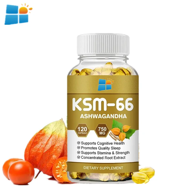 OEM/ODM/OBM Vegan Ashwagandha Extract Capsules Supports Healthy Nervous System Adaptogenic Herb Ashwagandha Ksm-66 Capsules