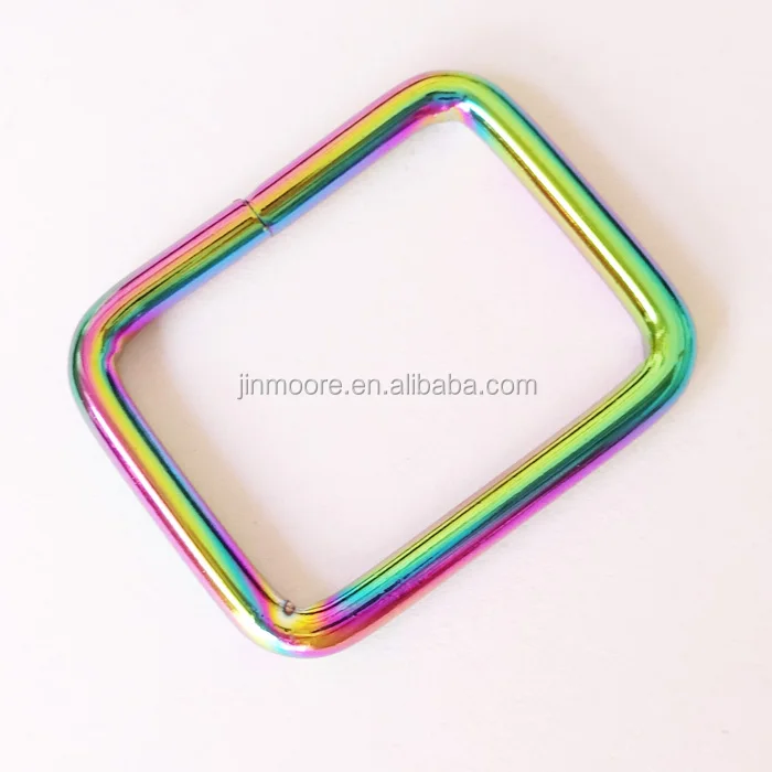 Rainbow Metal Rectangle Ring Buckles Webbing Strap Loops Adjuster Square Buckle