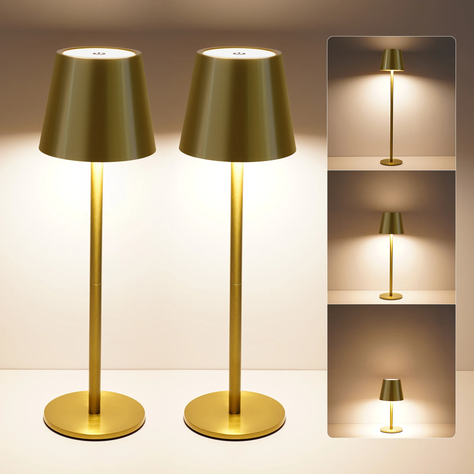 2pcs touch tricolor and endless dimming with memory function adjustment height Black gold table lamp splicing mushroom lamp