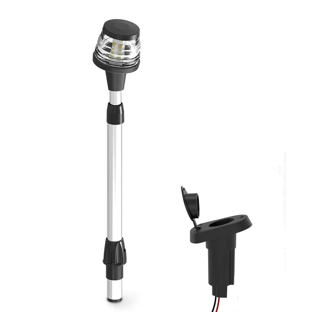 Telescopic Aluminum Pole LED Navigation Light White Visibility 2 Nautical Miles 360 All-Round Lamp Nautical Boat Accessories