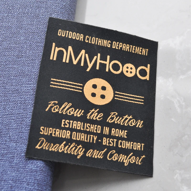 GRS Custom Made Fabric Labels for Children Clothing Tags and Label for Tshirts Logo End Folded Garment Textile Woven Tags