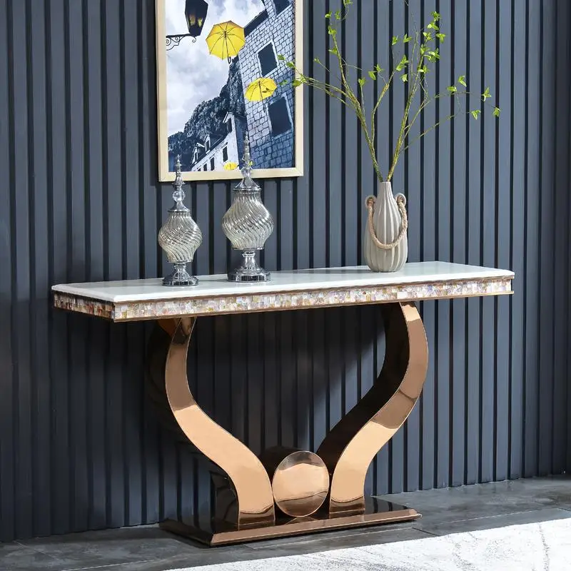 European Nordic Entry Console Table Furniture Silver Golden Living Room Narrow Modern Acrylic MDF Marble Hallway Console Table