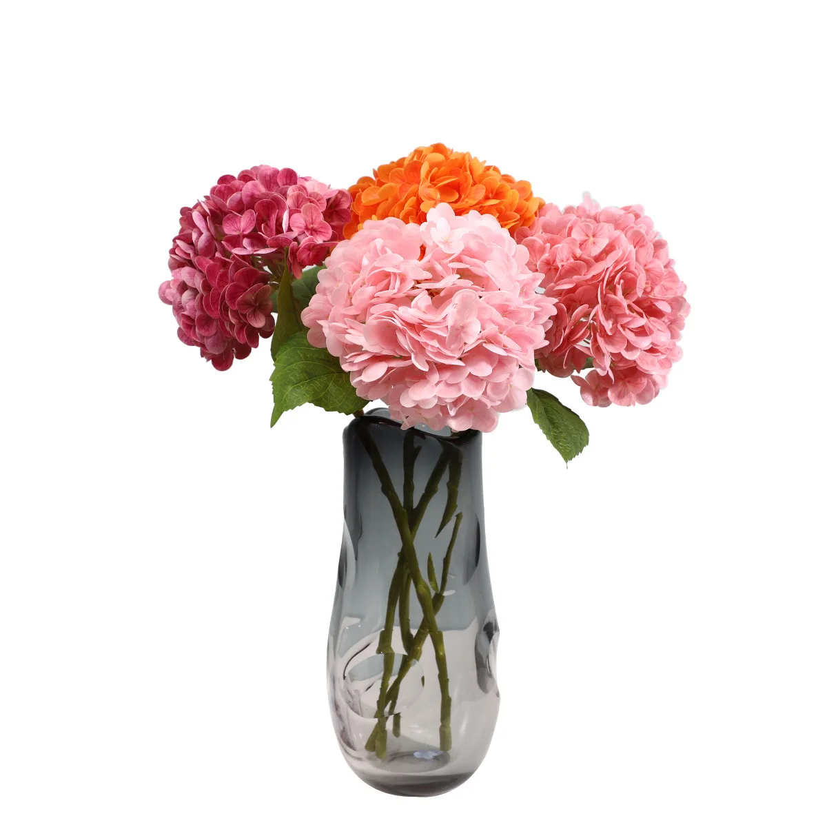 Real touch high quality single stem large artificial soft latex hydrangea flowers fake flower hydrangea wedding flowers decor