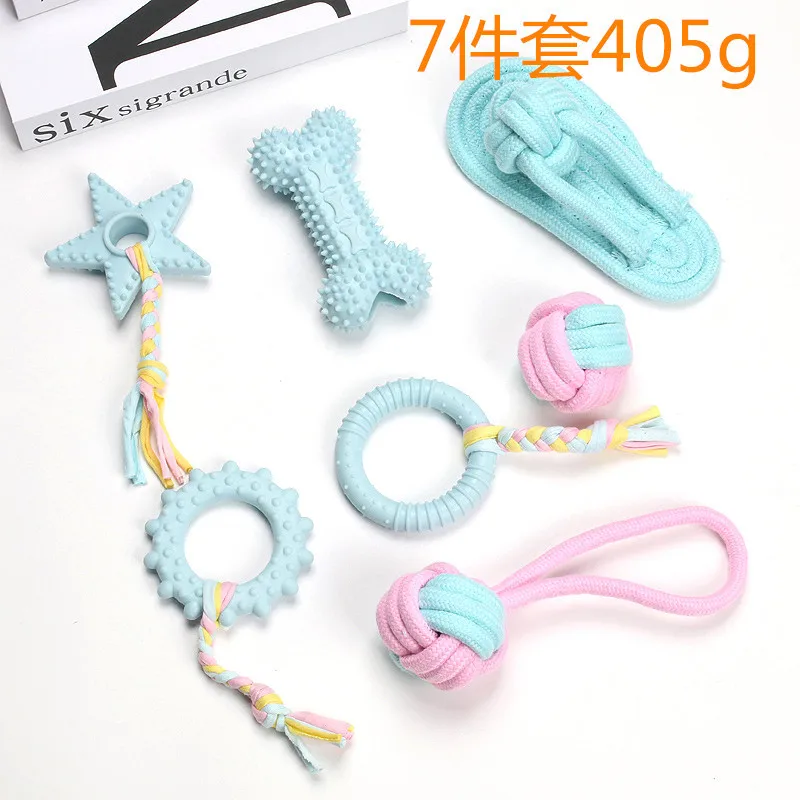 Whole Pink TPR Rope Dog Toys Durable Cotton Rope Dog Toys 10 Pack Gift Set Free Assortment Pet Chew Toy Set
