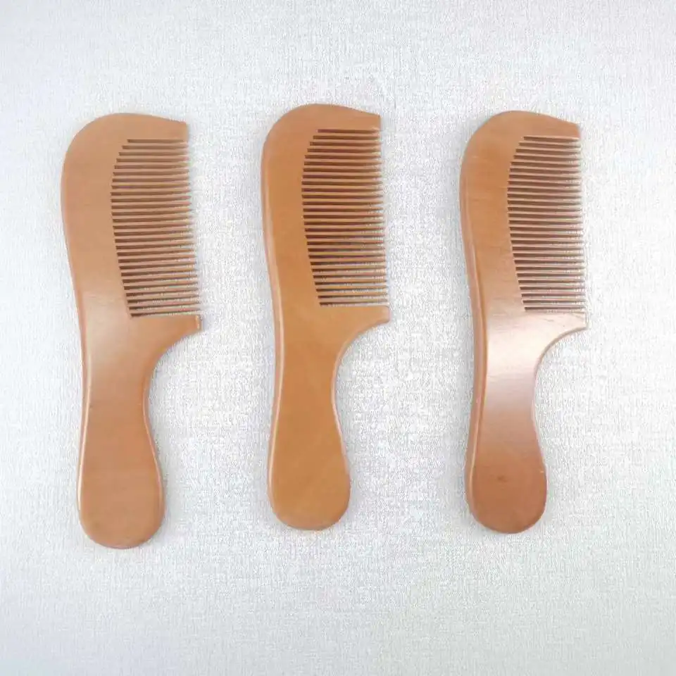Small Custom Black Peach Wood Wooden Beard Neem Baby Massage Tail Wide Tooth Hair Comb Brush Set Natural