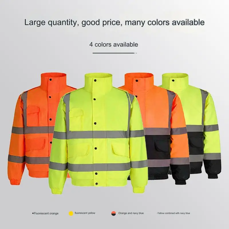 JinTeng Unisex Hi Vis Jacket Custom Logo Breathable Autumn Winter Warm Reflective Clothing Zipper Top Workwear Bomber Jacket