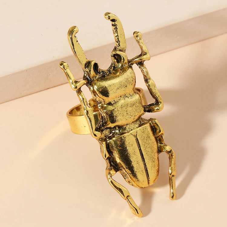 Creative exaggerated metal beetle index finger ring personality cartoon insect ring female