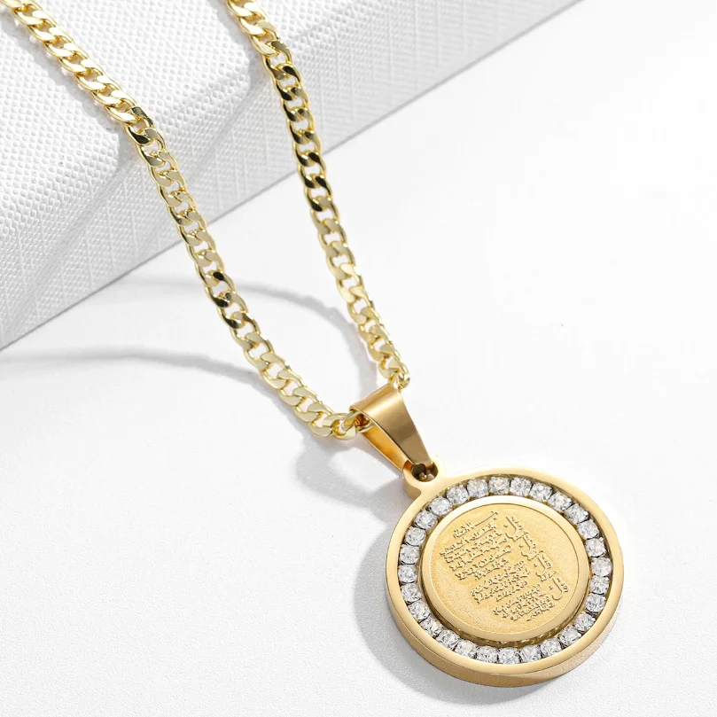 Gold Stainless Steel  Custom Religious Allah Moslem Islam Amulet Pendant Necklace For Women Jewelry Gifts