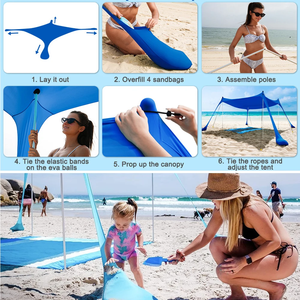 High Quality Lycra Fabric Lightweight Instant Pop Up Beach Tent Beach Sun Shade Outdoor Camping Portable Pop-up Beach Tent Shade