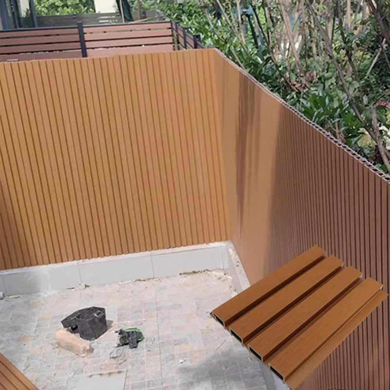Fire Resistant Corrosion Privacy Fence Built-up Section PE Flute Panel Wall WPC Fluted Flexible Wood Wall Panel