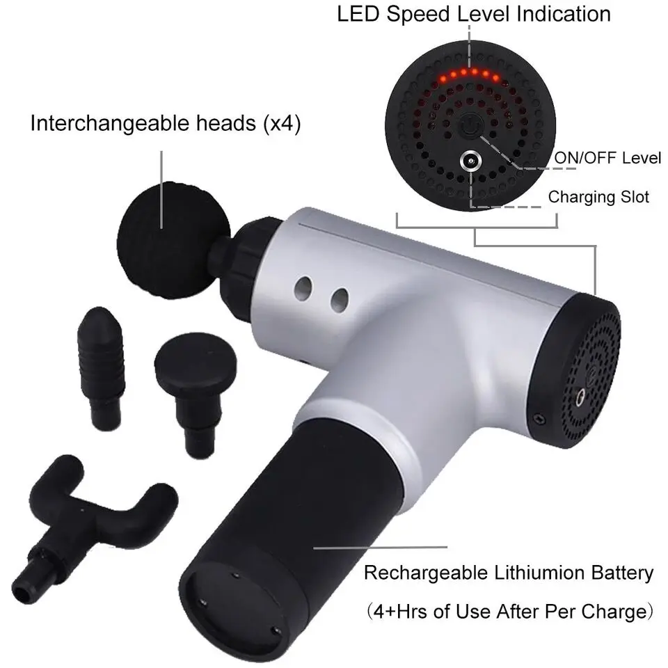 KH-320 Fascial Massage Gun Powerful Cordless Percussion Massage Gun After Exercise 6 Level Variable Frequency