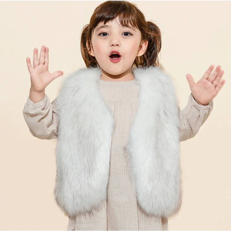 Зимнее длинное пальто для девочек, детский жилет из искусственного меха, Детское пальто, бархатная Толстая теплая удобная жилетка