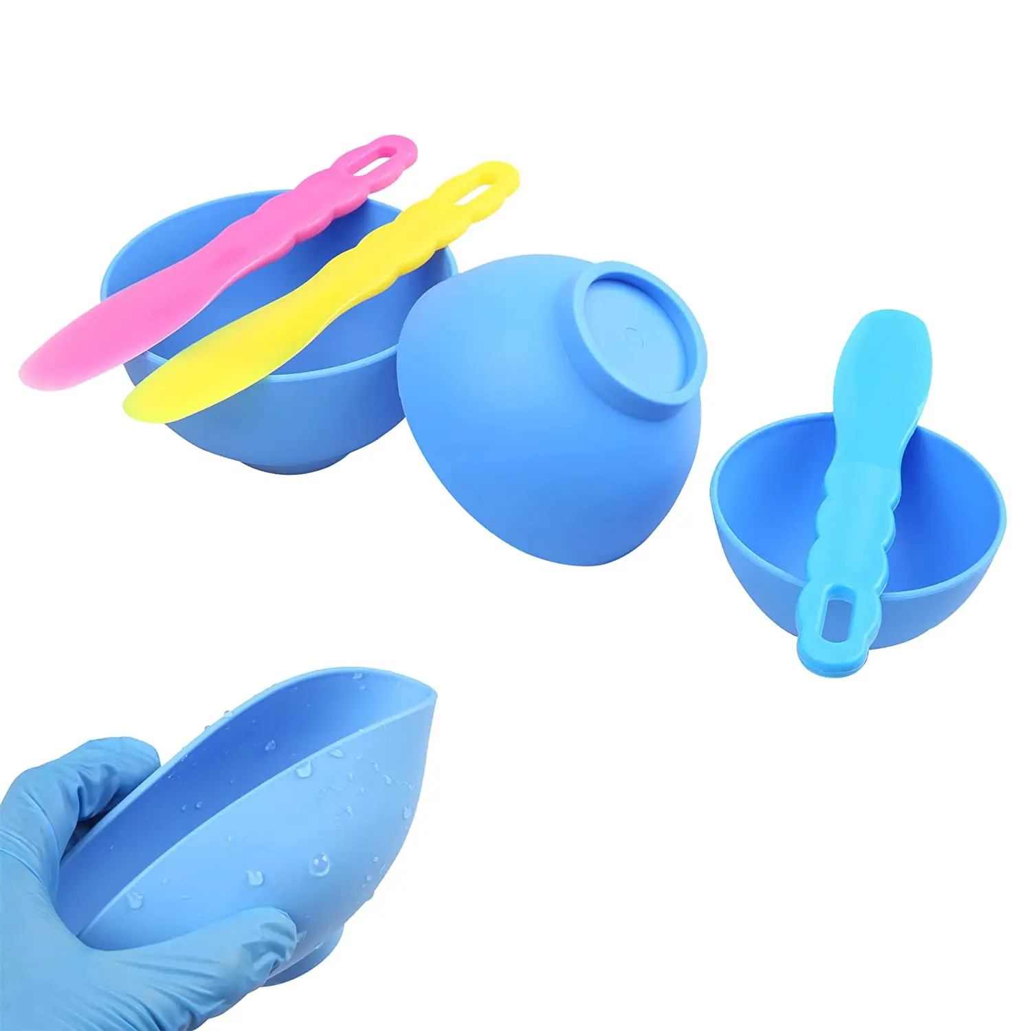 SJ Dental Lab Rubber Mixing Bowls with Plastic Spatulas for Alginate Impression Plaster Materials