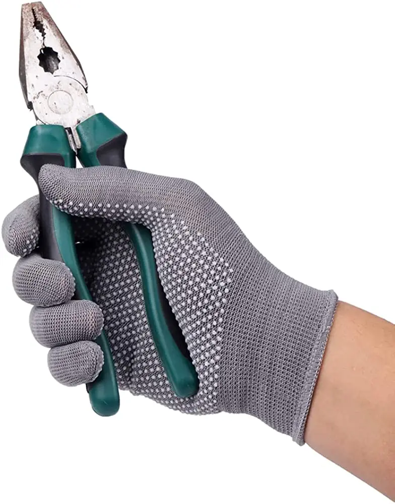 13 Gauge Knitted Polyester PVC Dots Gloves Nylon PVC Dotted Gloves for Work Working Hand Inspection Gloves