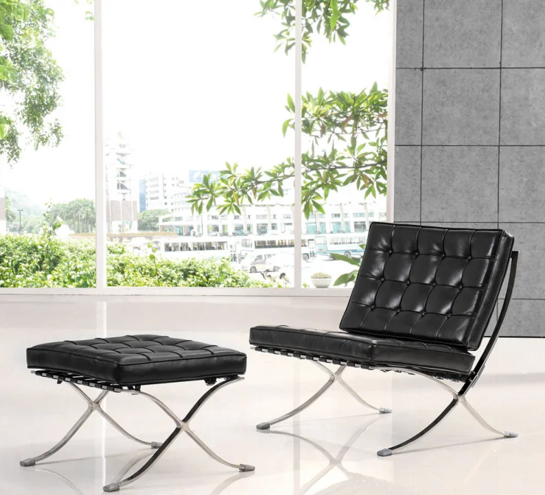 Mid-century Foldable lounge chair with ottoman