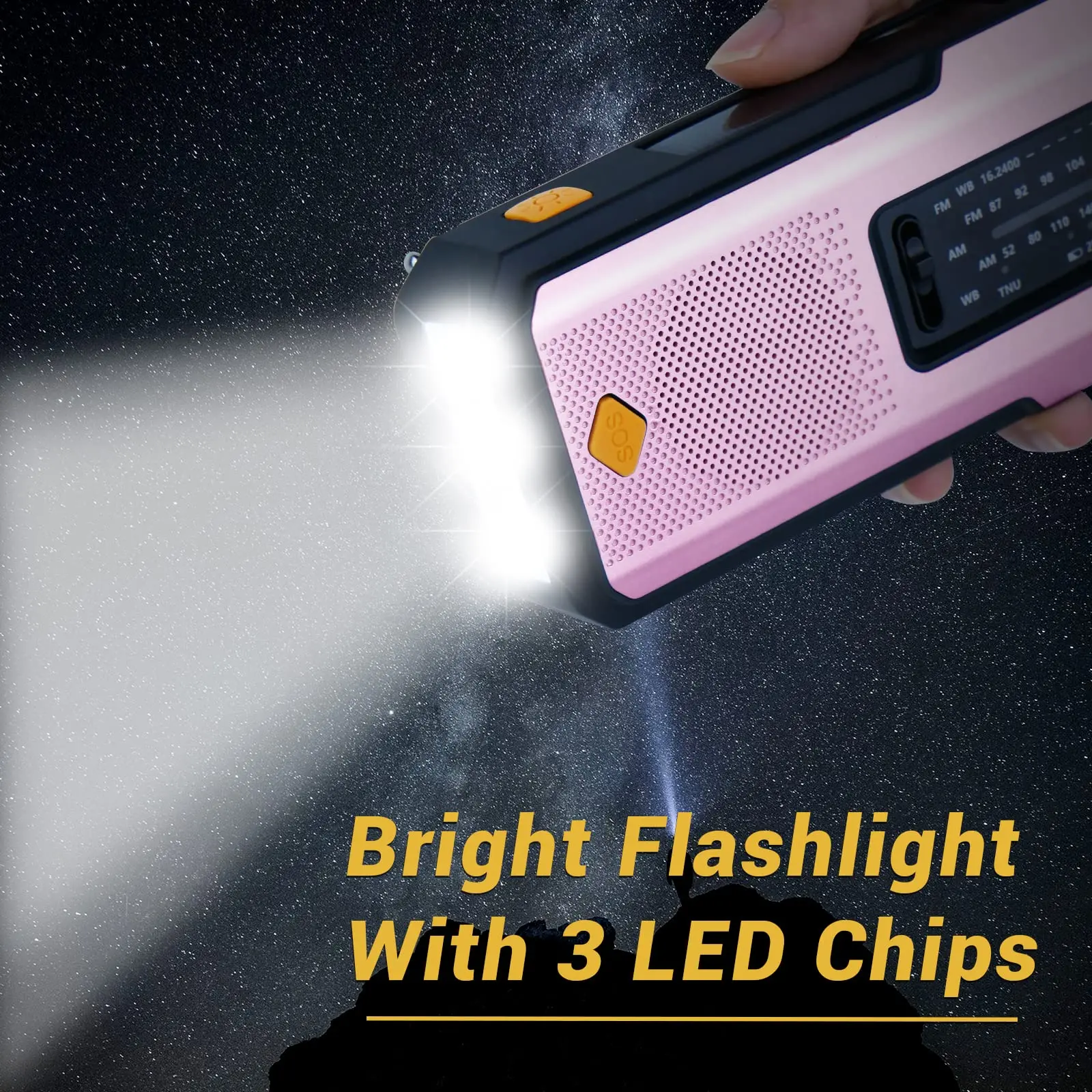 Hand Crank Self Powered Solar Emergency Radios with 3 LED Flashlight 2000mah Power Bank Smart Phone Charger