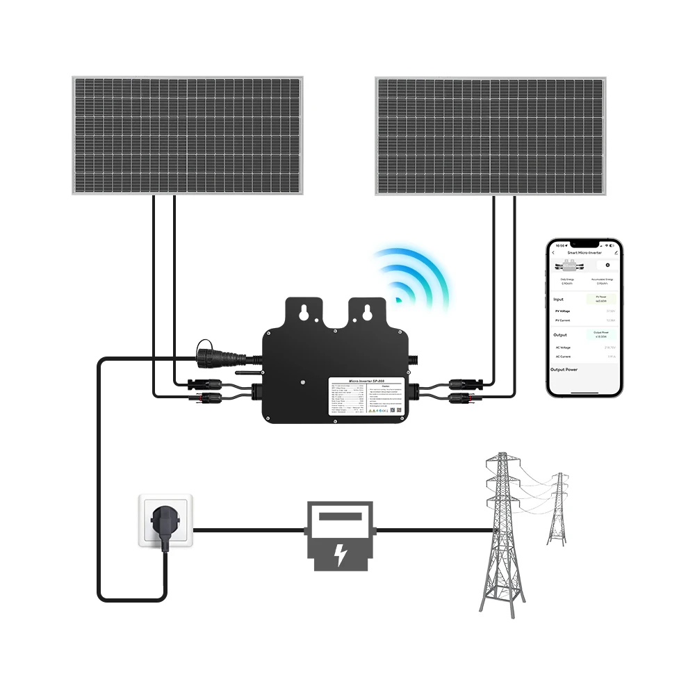 IP67 Waterproof Plug and Play Micro Inverter 800 W with WLAN and App Solar Inverter Grid Tie Inverter 800w