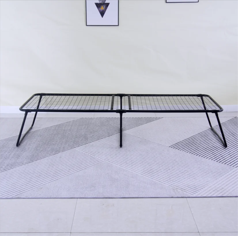 Factory Customize Space Saving Rollaway Metal Black Folding Bed Steel Wire Grid Metal Platform Bed Frame