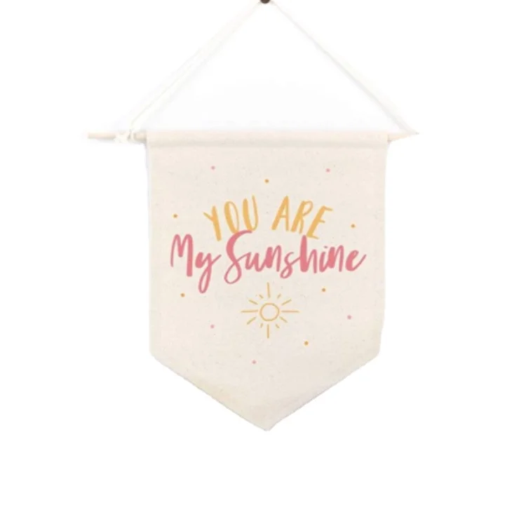 Custom Printing Logo Blank Cotton Canvas Wall Hanging Display Pennant