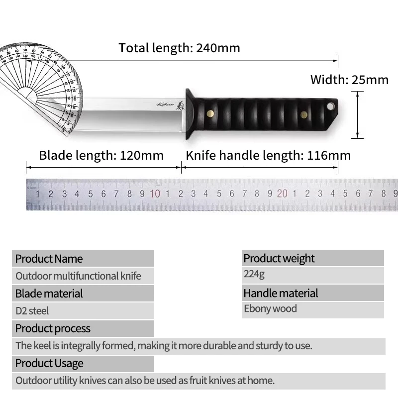 4.72 in Warrior Outdoor Paring Knife Kitchen Fruit Knife Professional Peeling Small Straight Knife