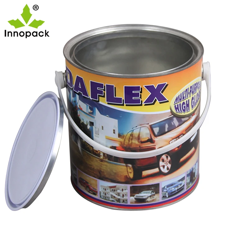 Customized Factory Price 4L 5L Seal Lid Paint Bucket With Handle Tin Can With Spout Lid Good Sealing For Paint