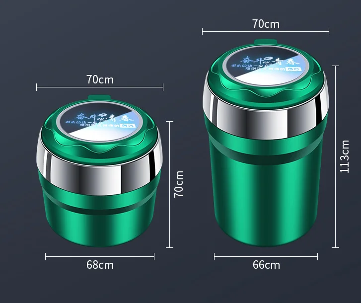 portable ABS auto cup holder smokeless ceramic larger capacity custom cigar car ashtray with led light