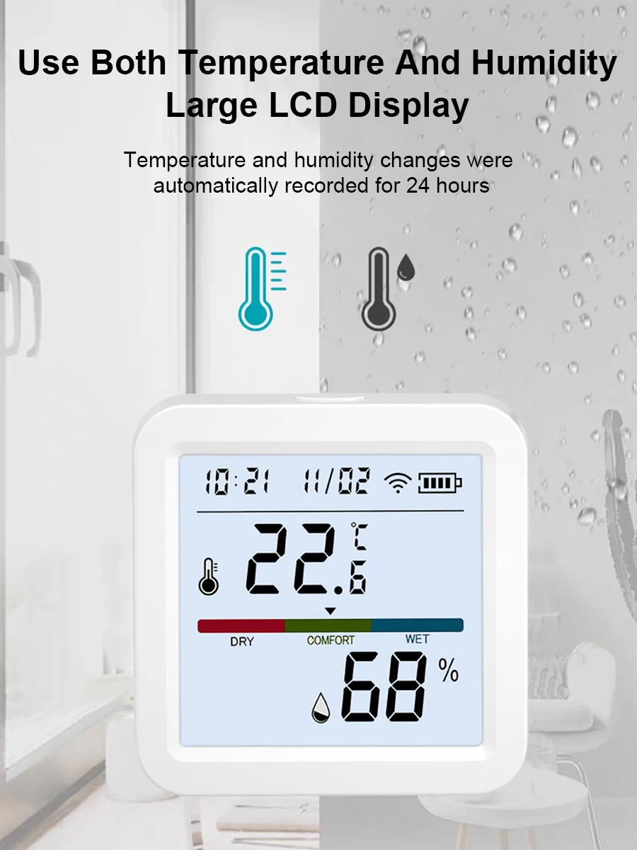 WALE Zigbee 3.0 Temperature Humidity Sensor Tuya Smart APP remotely monitor Indoor thermometer Support Alexa Google Home